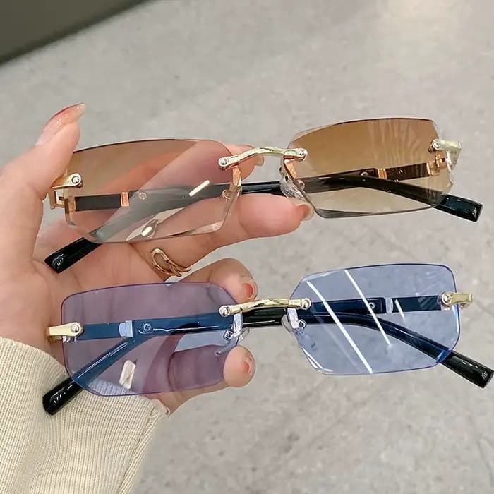 Lot de 2 lunettes carrées sans monture, unisexes et élégantes, idéales pour les cadeaux et les acces