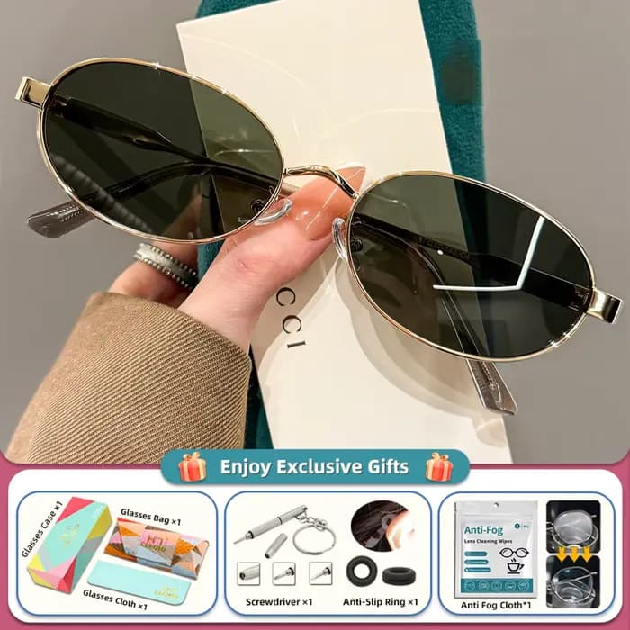 CLLOIO – lunettes de soleil vintage à monture ovale pour femmes, lunettes de vue à la mode pour l'ét