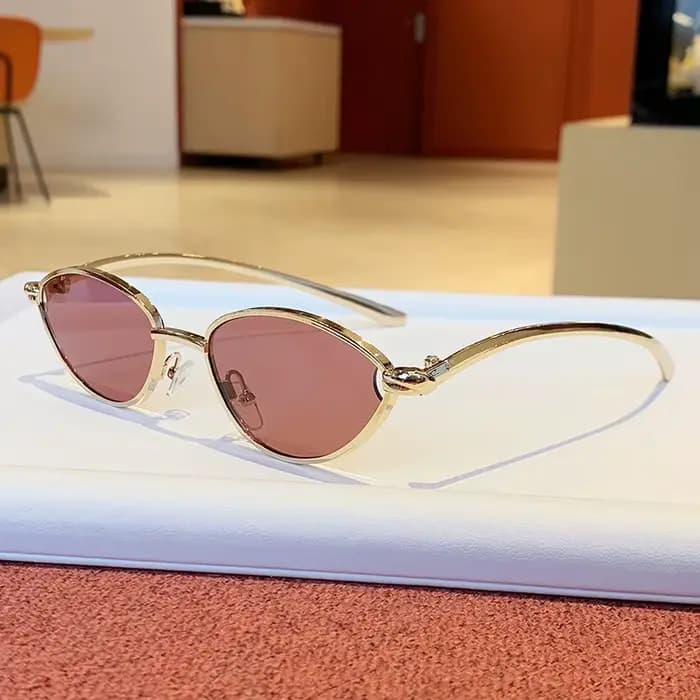 Lunettes de soleil œil de chat de luxe pour femmes, de marque, rétro, avec branches métalliques, élé