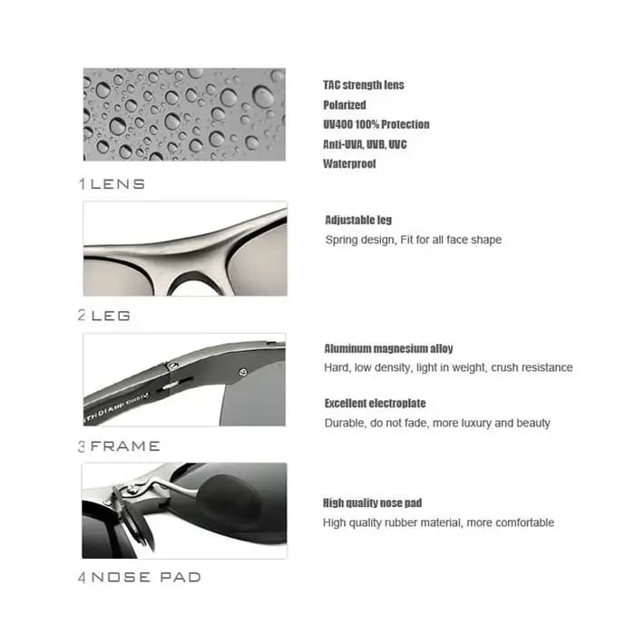 VEITHDIA lunettes de soleil en aluminium hommes polarisées UV400 lentille Sport en plein air conduit
