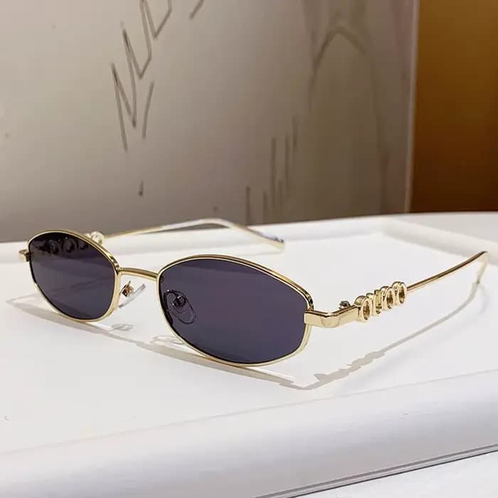 Lunettes de soleil de luxe en métal avec lettres, tendance unisexe, petites, polygonales, UV400, élé