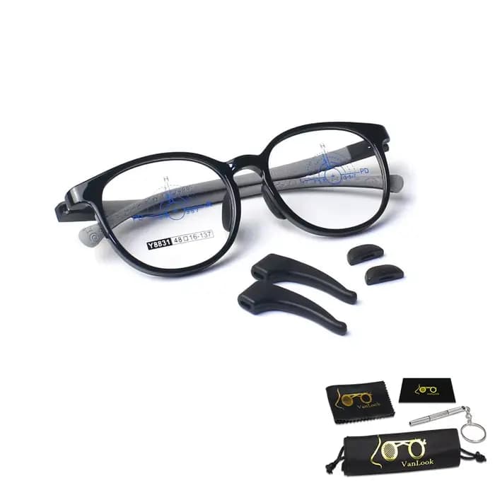 Lunettes rondes pour jeunes adolescents, monture optique en cristal rose bleu pour enfants de 9 à 18