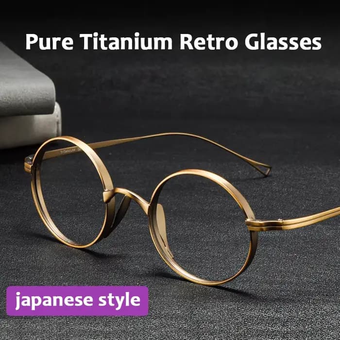 Style japonais fait à la main rétro ovale rond lunettes cadre hommes pur titane lunettes de luxe ble