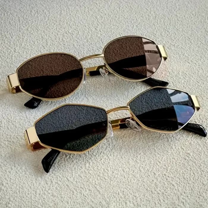 Ensemble de lunettes tendance d'été, 2 pièces, monture ovale en losange, adaptées aux déplacements q