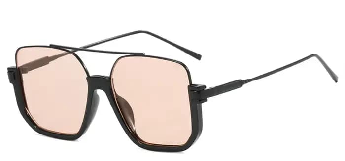 Lunettes de soleil carrées à double pont pour femmes, demi-monture, lunettes de soleil pour dames, h