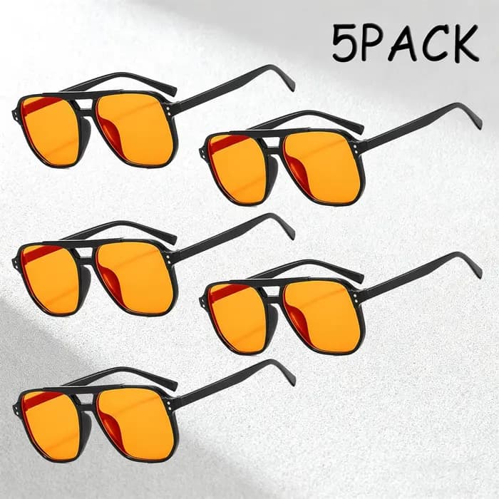 Lot de 5 lunettes de soleil orange tendance pour hommes - Lunettes UV400 à la mode, lunettes de fête