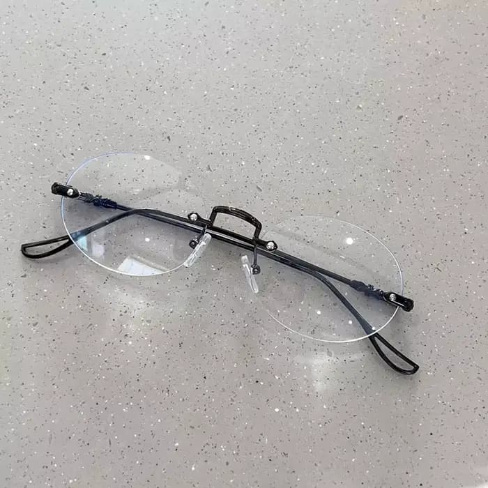 Lunettes ovales rétro sans cadre pour hommes et femmes, monture en métal, exquises, simples, légères