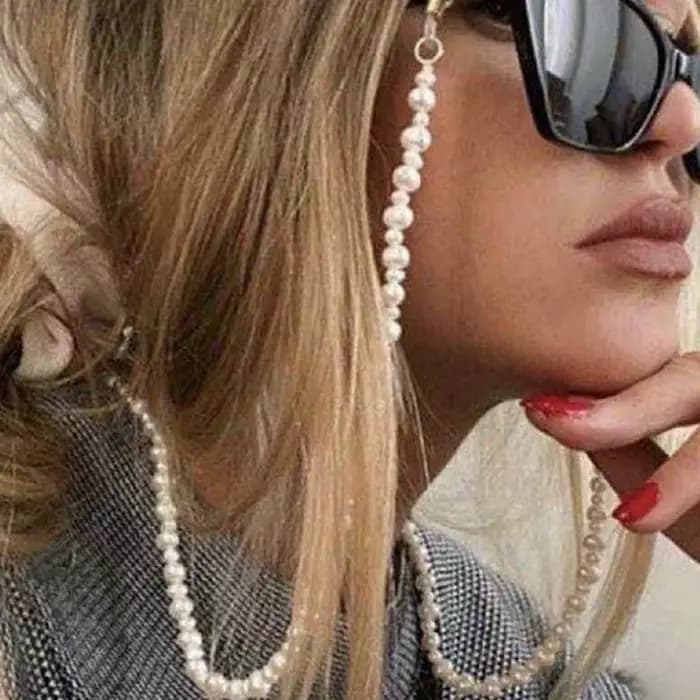 Chaîne de lunettes Chic irrégulière en imitation de perles, chaîne suspendue au cou, lanières en cor