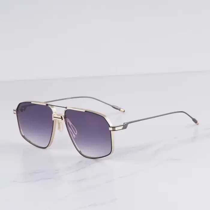 Lunettes de soleil pilote JAGGER vintage, double pont, noir et or, pour homme, style classique, luxe