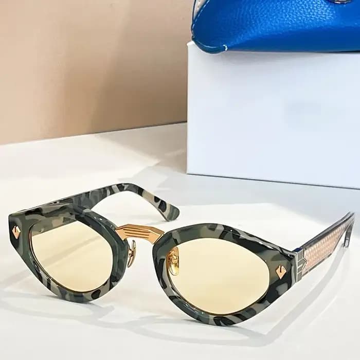 Lunettes de soleil ovales en acétate de champagne pour hommes et femmes, marque tendance de haute qu