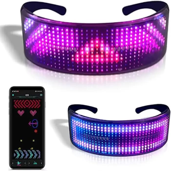Lunettes LED Bluetooth contrôlées par application, lunettes lumineuses RGB pour cosplay, fête, festi