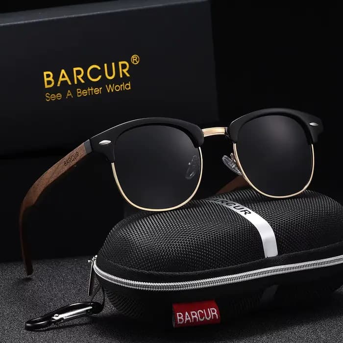 BARCUR-Lunettes de soleil polarisées en bois naturel faites à la main, pour hommes et femmes