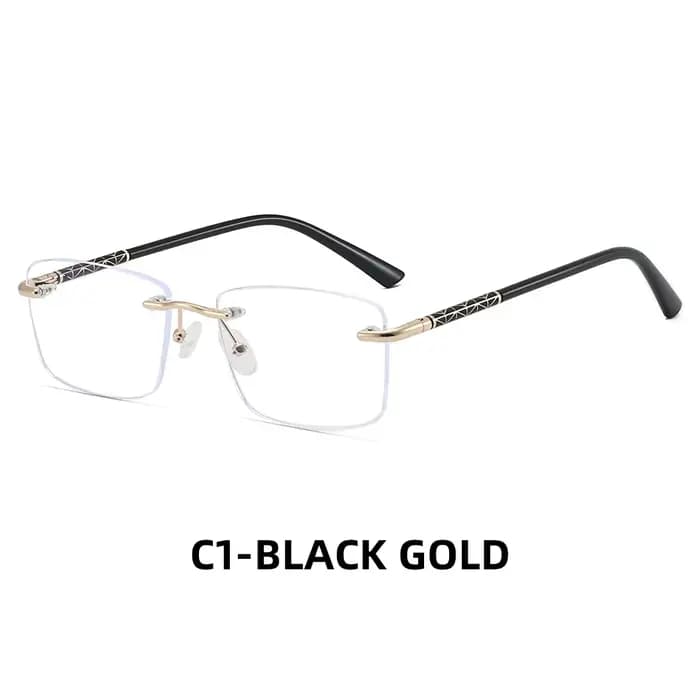 Lunettes d'affaires sans monture pour homme, anti-lumière bleue, monture rectangulaire, lunettes de 