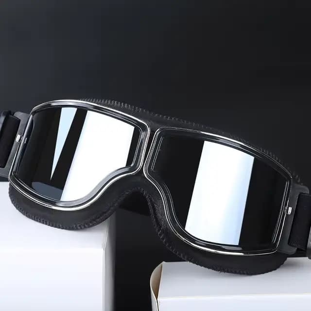 Lunettes de vélo moto coupe-vent casque de moto lunettes de soleil rétro universel en cuir rétro acc