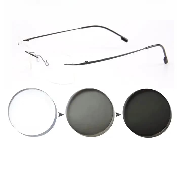 Lunettes de soleil photochromiques pour myopie, ultralégères, sans cadre, à la mode, optique fini, d