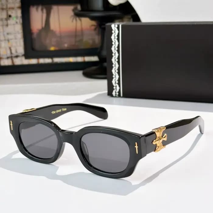 GFSN 004 Lunettes de soleil rétro classiques faites à la main pour femme, monture rectangulaire en a