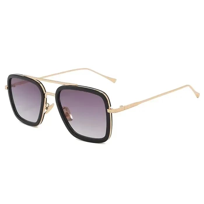 Lunettes de soleil Tony Stark Iron Man Lunettes de soleil Vintage Montures carrées en métal