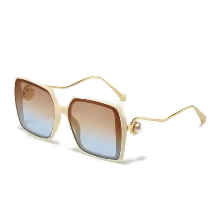 Lunettes de soleil pour femmes, monture dégradée bleu jaune, Design Unique à Double monture, décorat