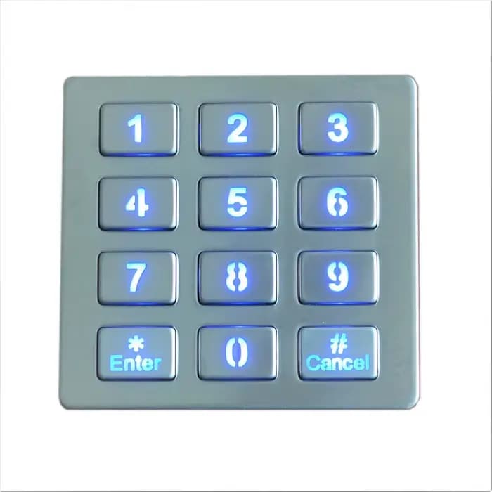 Clavier USB rétro4.2 en métal à montage sur le dessus, rétroéclairage LED, 12 prédire, 3x4, clavier 