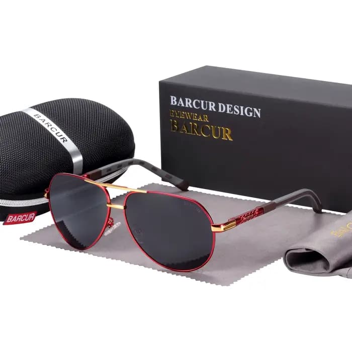 BARCUR hommes lunettes de soleil polarisées homme concepteur lunettes rouges classique lunettes de s