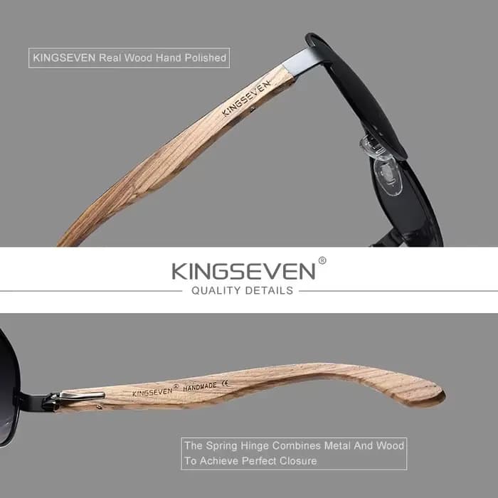 KINGSEVEN-Lunettes de soleil pilote pour hommes et femmes, bois polarisé UV400, lunettes de soleil p