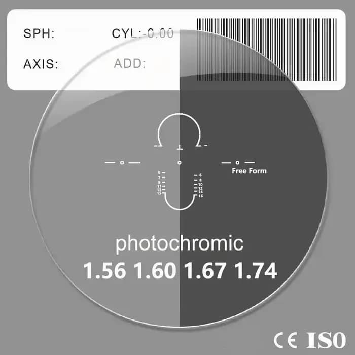 1.56 1.60 1.67 1.74 Transition de lentille progressive de forme libre photochromique sans ligne mult