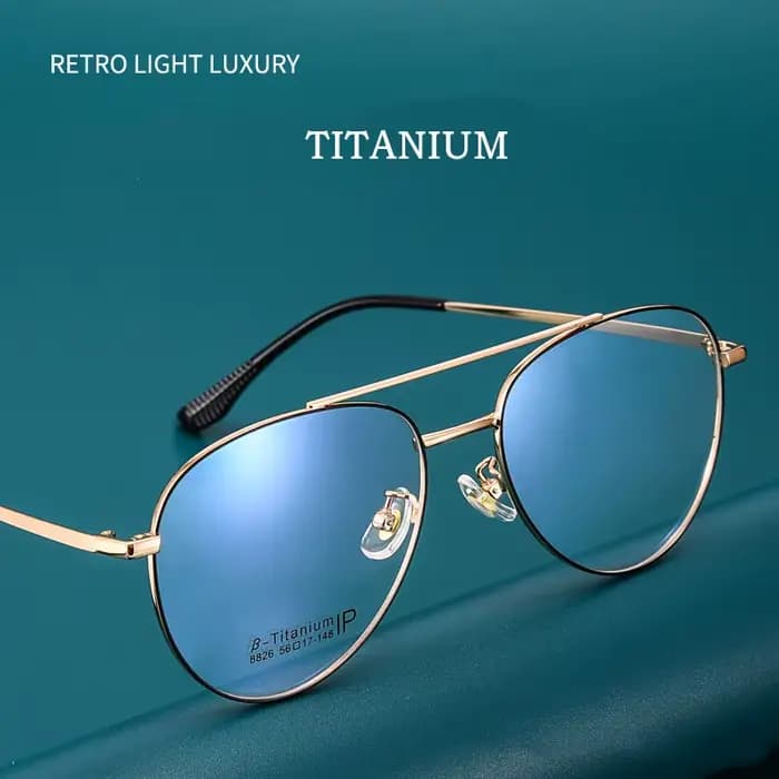 YIMARUILI Double faisceau pilote lunettes cadre rétro pur titane grand cadre de lunettes optique Pre