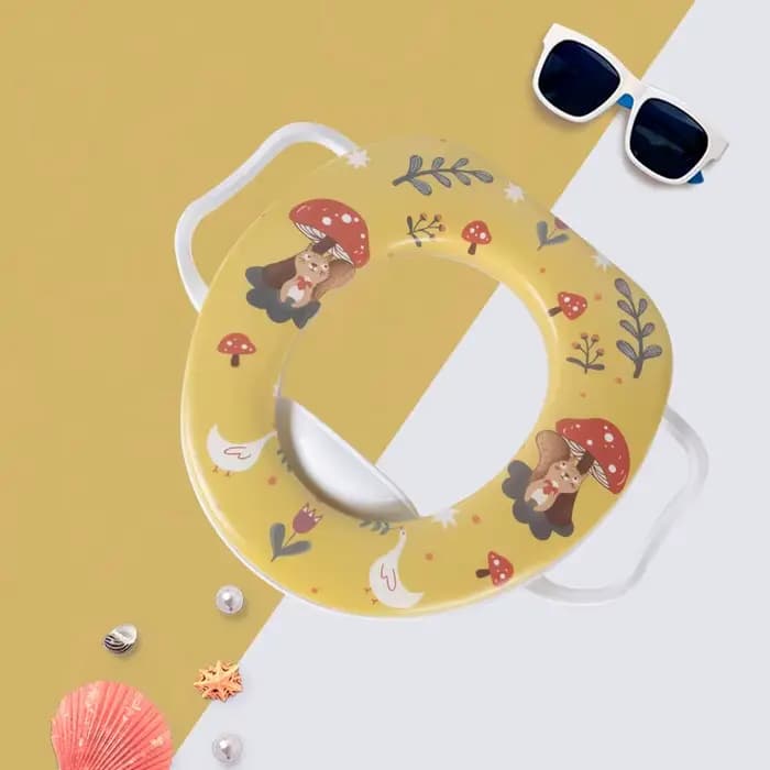 Siège de toilette pour enfants avec poignées, coussin doux, motif de dessin animé mignon, siège de t