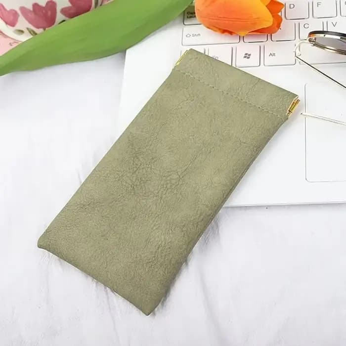 Sacs de rangement pour lunettes de soleil en cuir souple, poudres simples solides, étui étanche en P