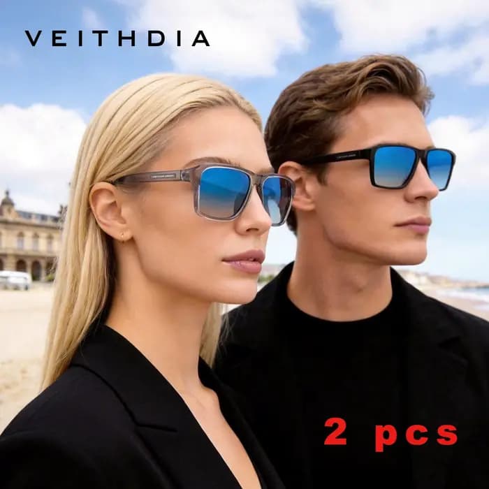 VEITHDIA 2 Paires de Lunettes de Soleil Polarisées UV400 Tendance D7919 avec Verres Photochromiques 
