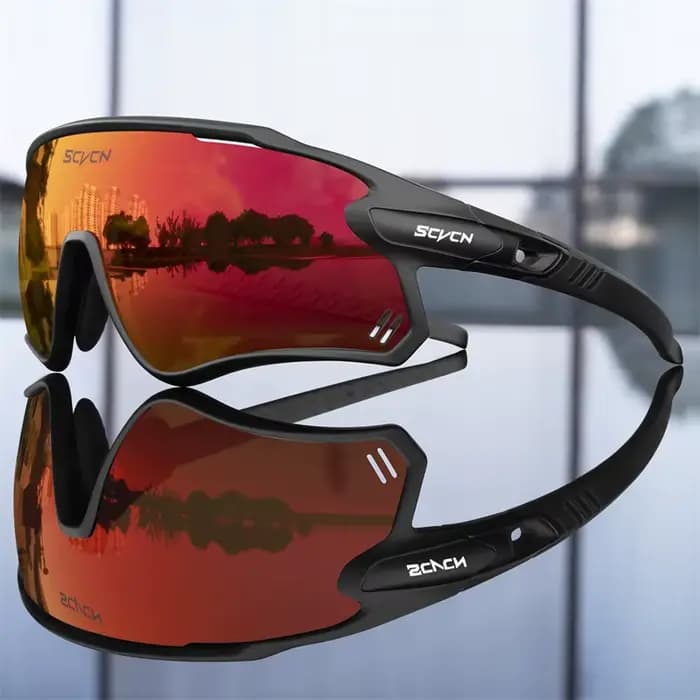 SCVCN lunettes de cyclisme polarisées lentilles haute définition à contraste élevé avec 3 lentilles 