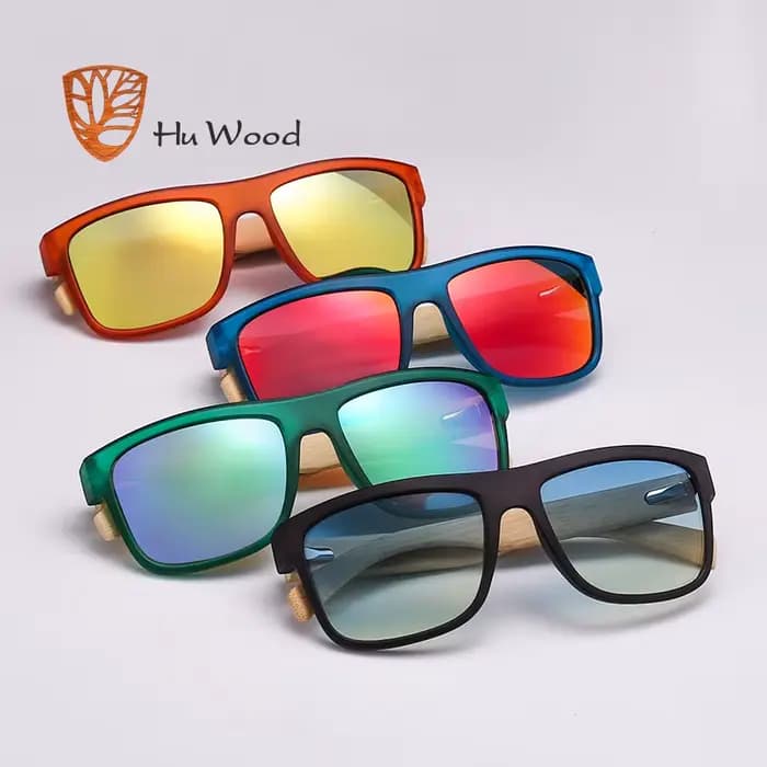 HU WOOD nouveauté lunettes de soleil polarisées pour hommes femmes lunettes de soleil en bambou roug