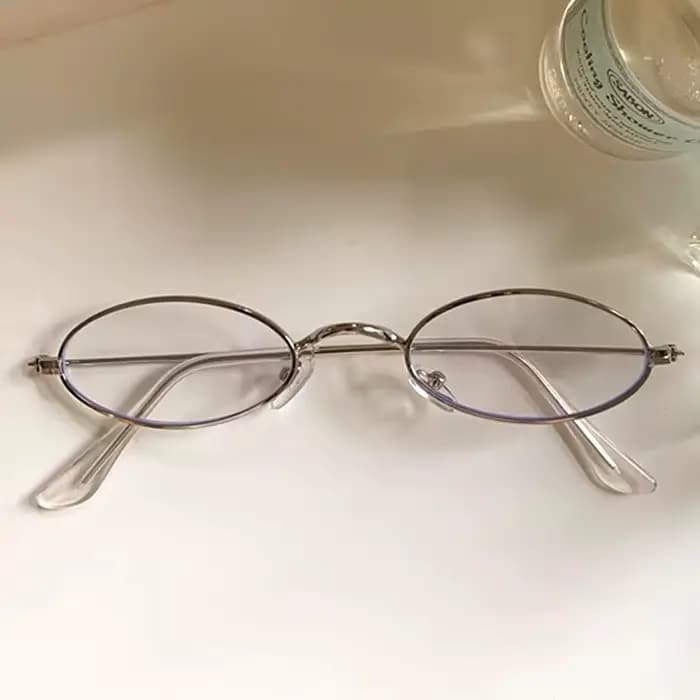 Lunettes Métalliques Vintage Y2K 2026 pour Femmes et Filles, Monture Ovale Fine, Anti-Lumière Bleue,