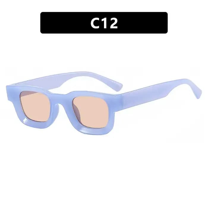 Petites lunettes de soleil rectangulaires à monture épaisse, carrées, noires, bleues, pour dames, Uv
