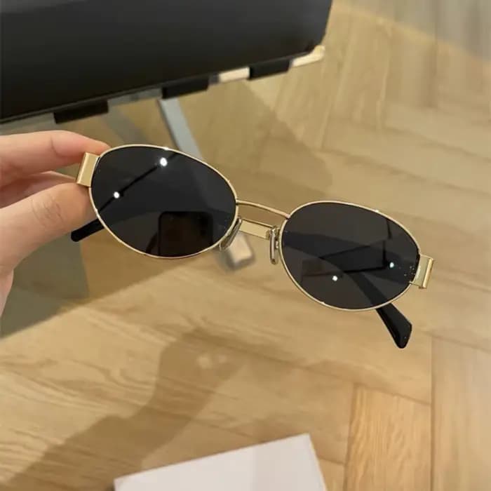 Lunettes de soleil ovales tendance vintage pour femmes, monture en métal de luxe, lunettes de soleil