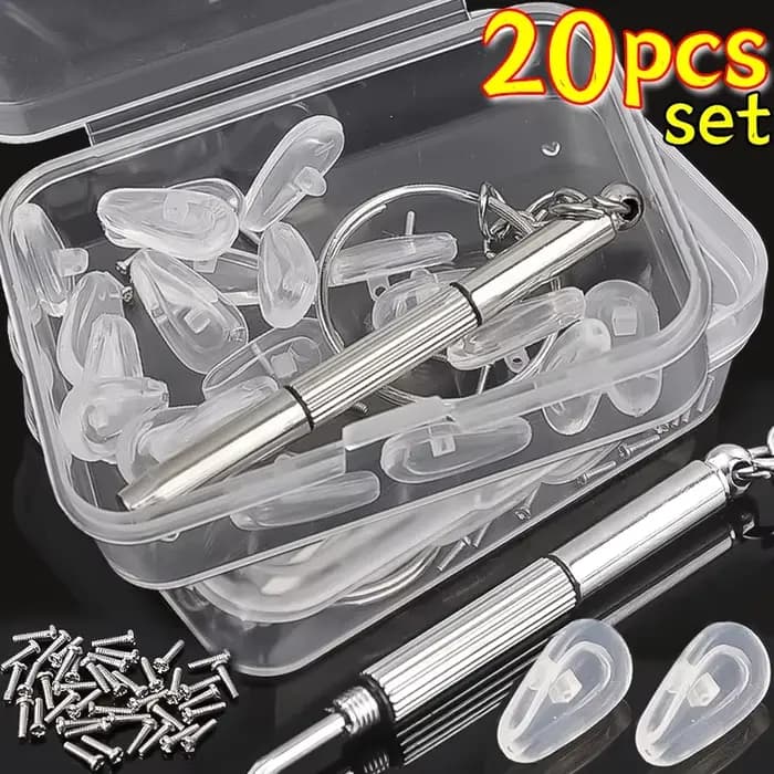 Plaquettes de nez pour lunettes avec tournevis, en silicone souple, à chambre à air, pour remplaceme