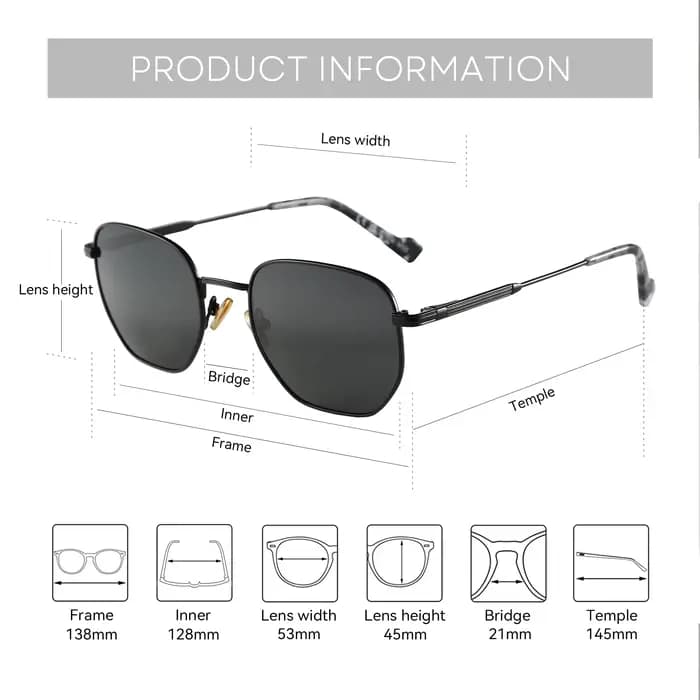 ZENOTTIC Lunettes de soleil polarisées à géométrie hexagonale tendance pour hommes et femmes, lunett