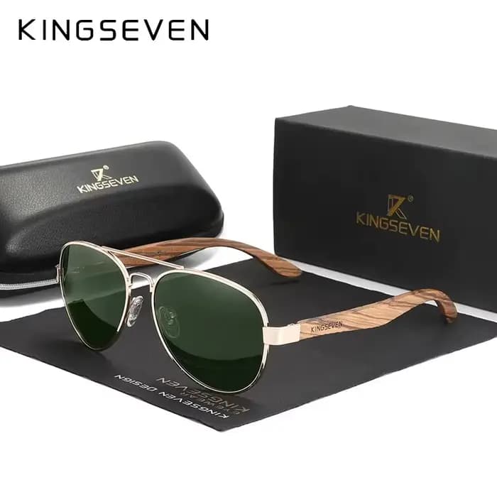 KINGSEVEN-Lunettes de soleil pilote pour hommes et femmes, bois polarisé UV400, lunettes de soleil p