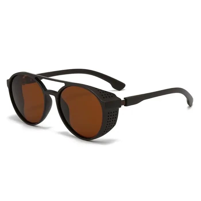 Lunettes de soleil polarisées Steampunk, lunettes de soleil de sport, monture ronde, avec protection