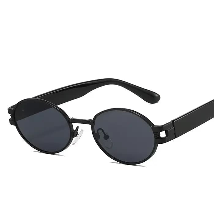 Lunettes de soleil ovales en métal pour hommes et femmes, nuances de lunettes noires, créateur unise
