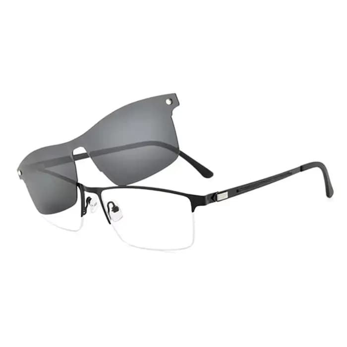 Gmei – cadre de lunettes optique Semi-sans bords pour hommes, avec Clip magnétique, pare-soleil en a