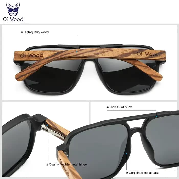 Oi bois lunettes de soleil pour hommes bois lunettes de soleil homme lunettes lunettes polarisantes 