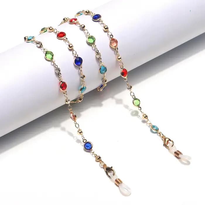 Chaîne de lunettes d'été faite à la main - Design en cristal de perles de luxe léger |   Chaîne susp