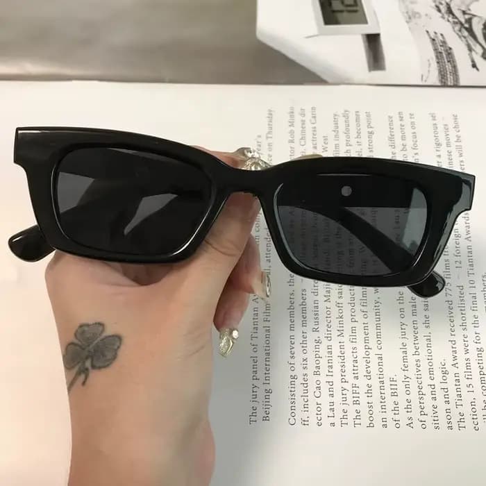 Lunettes de soleil rectangulaires vintage pour femmes, lunettes de soleil à points rétro pour femmes