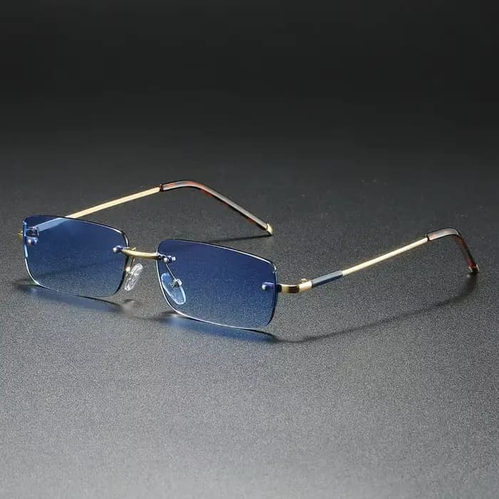 Lunettes de soleil tendance 2026 à petite monture pour hommes, style rétro rectangulaire, sans montu