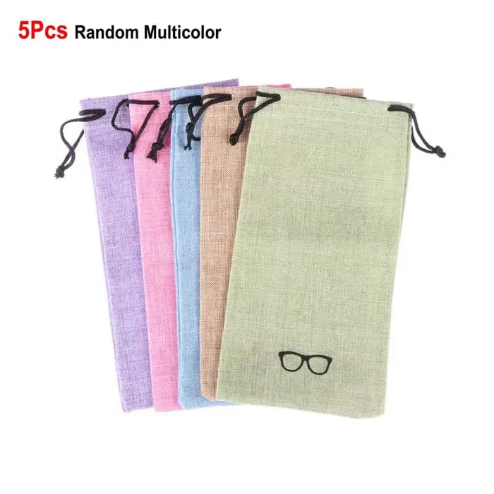 Poudres de tissu de lin portables pour sac de lunettes de soleil, étui à lunettes multifonctionnel, 