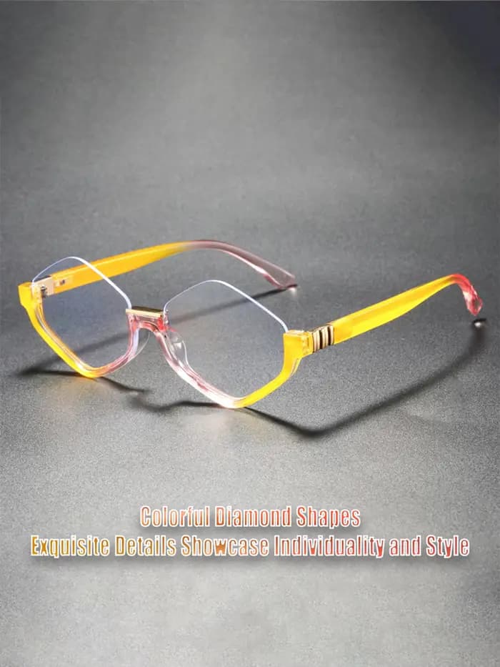 Lunettes unies unisexes de luxe légères et tendance – Cadre semi-monté irrégulier élégant avec un de