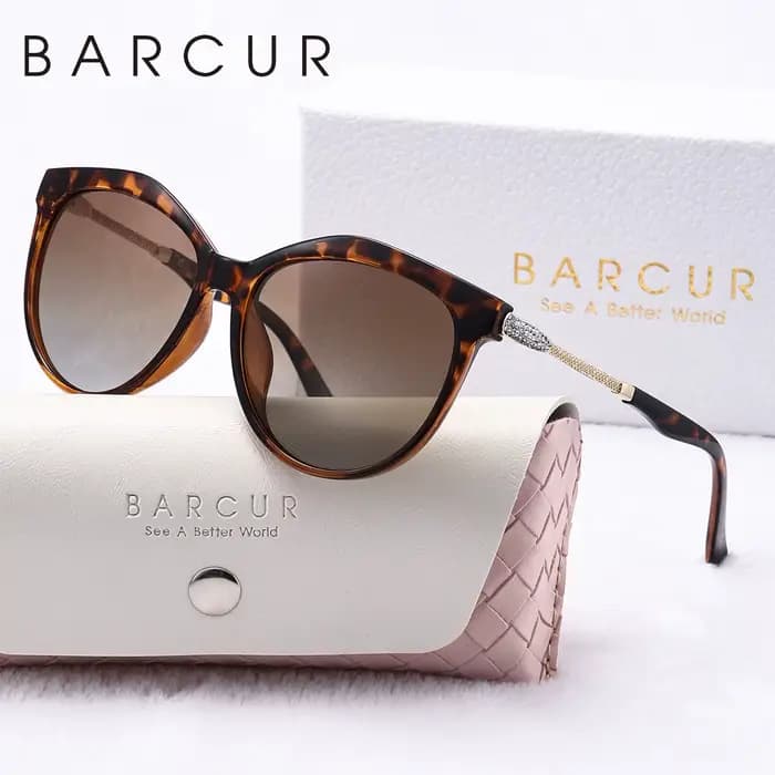 BARCUR lunettes de soleil rondes polarisées mode Ultra léger oeil de chat cadre PC plusieurs couleur