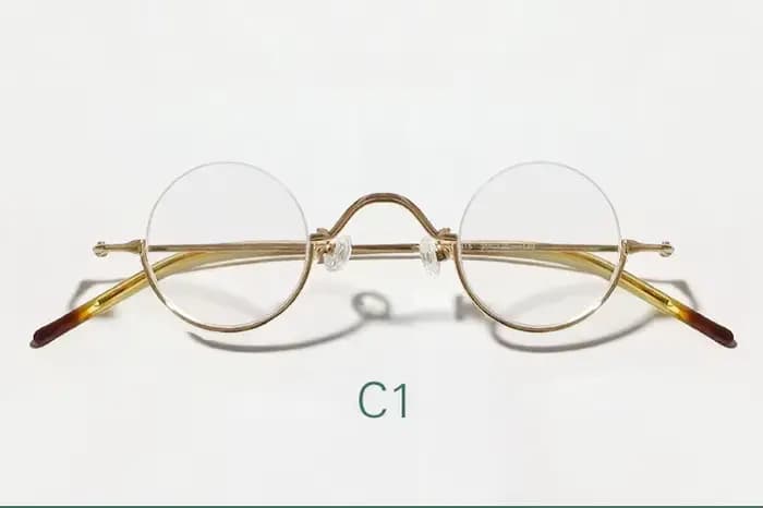 Monture de lunettes demi-cercle dorée en métal, légère et rétro, adaptée aux hommes et aux femmes, a