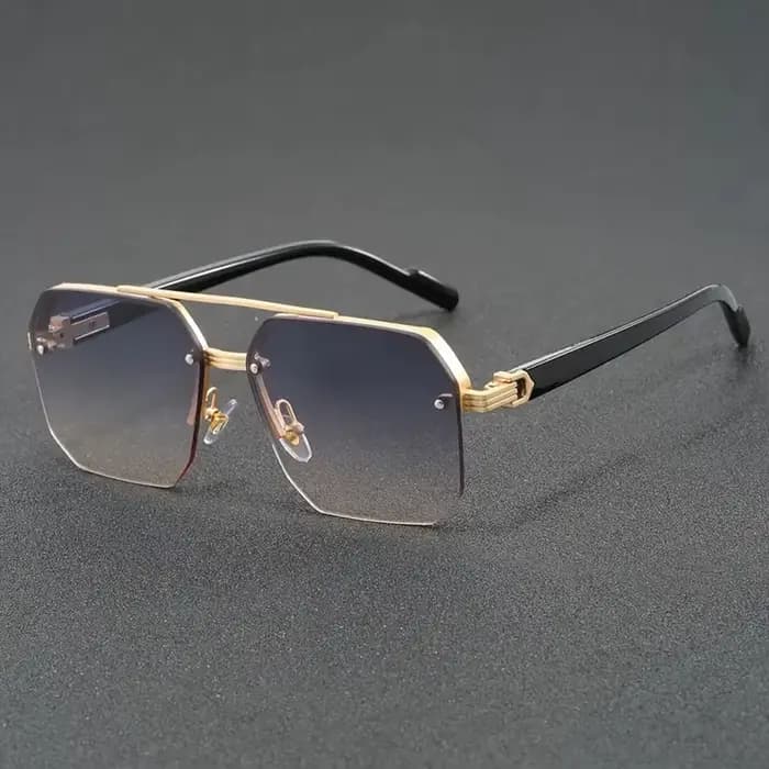 Une paire de lunettes semi-cerclées à double pont, de style punk futuriste et tendance, idéales pour